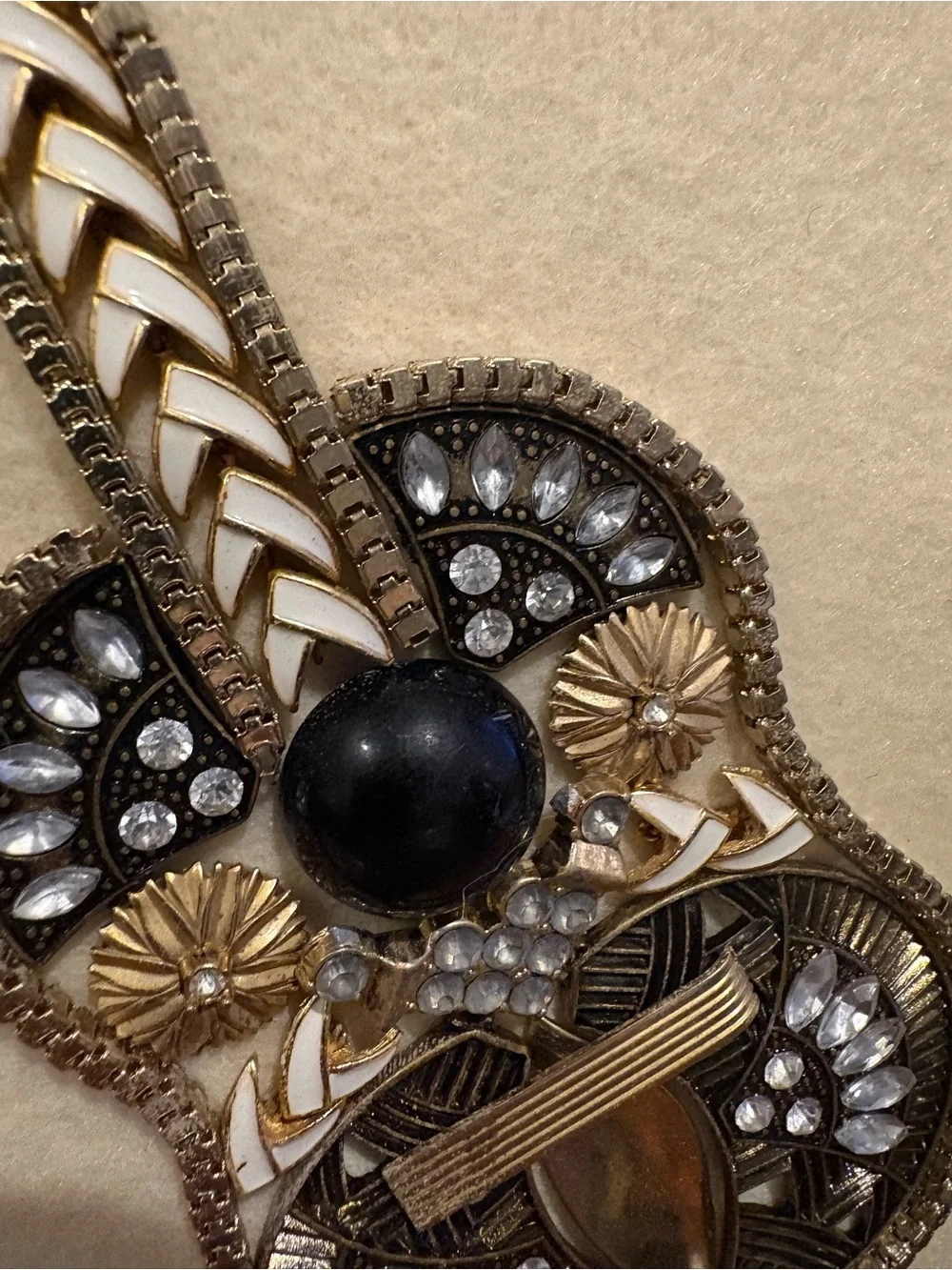 Debbie Green Sisters Jewel Re-Art Guitar Jewelry Assemblage Framed Art